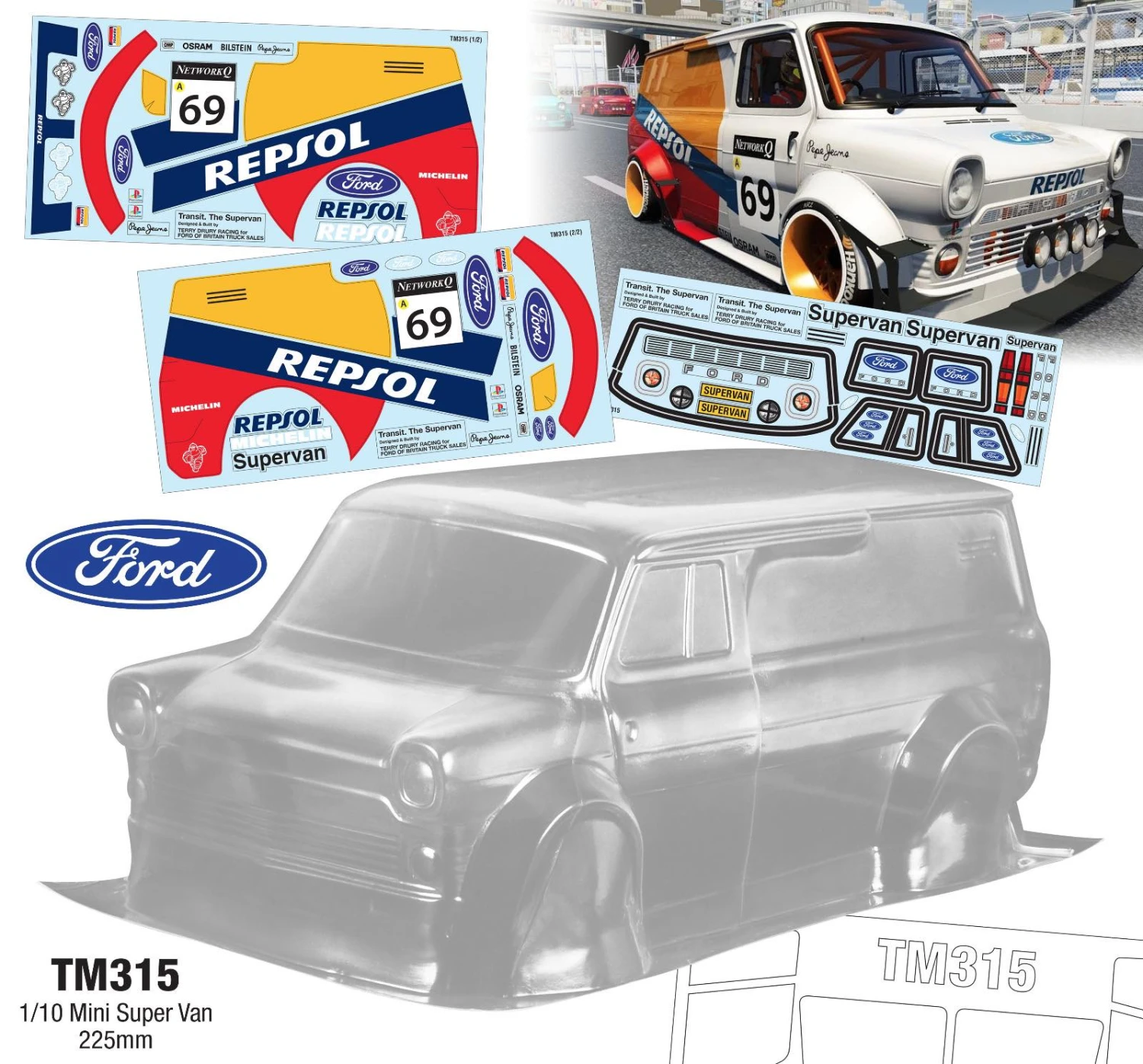 Ford Super Van REPSOL M Chassis Tamiya M05 M06 M07 M08 Xpress Transit 1 Ford Super Van REPSOL M Chassis Tamiya M05 M06 M07 M08 Xpress Transit
