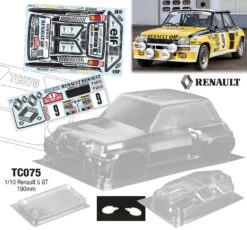 Renault R5 Turbo Maxi 190mm X 257mm Tamiya TT01 TT02 RC Rally Bodyshell