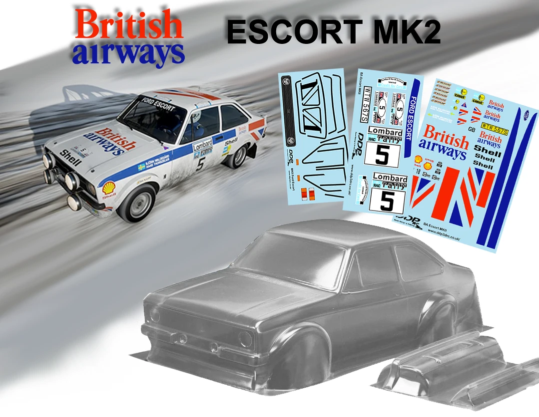 TC022 FORD ESCORT MK2 British Airways Tamiya TT01 TT02 190mm 1 TC022 FORD ESCORT MK2 British Airways Tamiya TT01 TT02 190mm