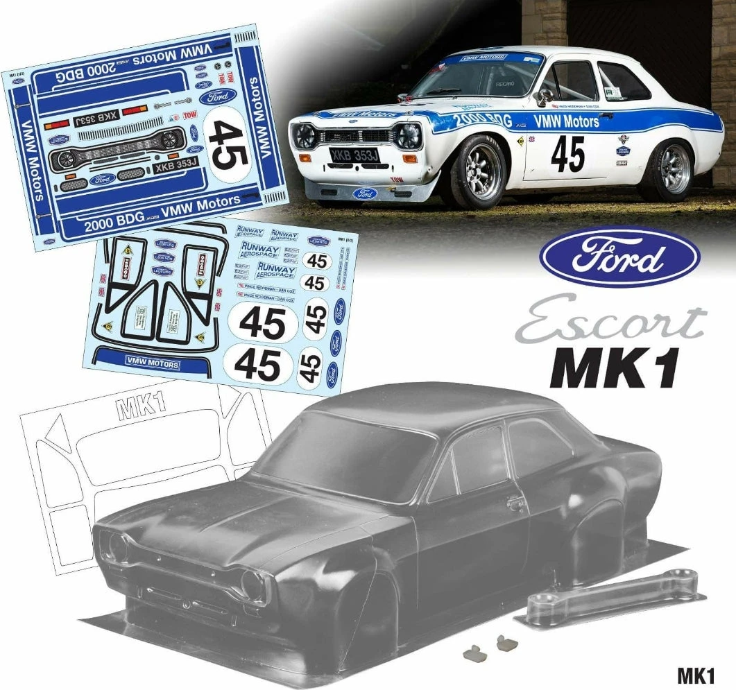 Mk1 Escort Bodyshell Kit 190mm VWM MOTORS Tamiya Chassis 1 Mk1 Escort Bodyshell Kit 190mm VWM MOTORS Tamiya Chassis