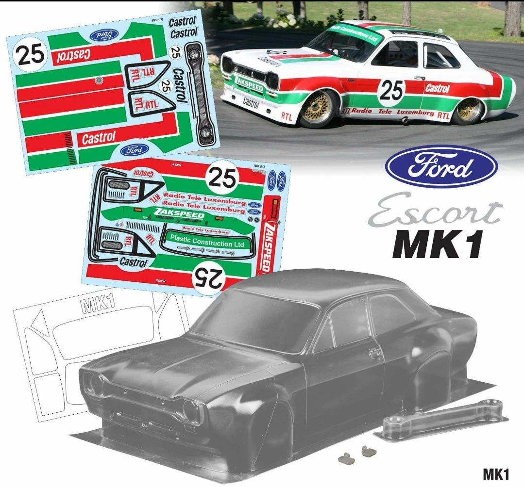 Mk1 Escort Bodyshell Kit 190mm Castrol Zakspeed 1 Mk1 Escort Bodyshell Kit 190mm Castrol Zakspeed
