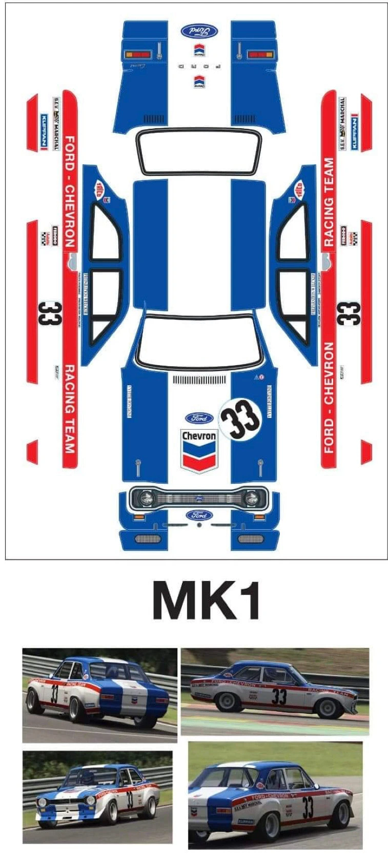 Mk1 Escort Bodyshell Kit 190mm CHEVRON Tamiya Chassis 2 Mk1 Escort Bodyshell Kit 190mm CHEVRON Tamiya Chassis - Image 2