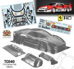 F40 190mm X 257mm Tamiya TT01 TT02 HPI Kyosho