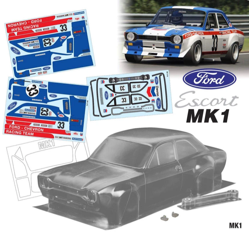 Mk1 Escort Bodyshell Kit 190mm CHEVRON Tamiya Chassis 1 Mk1 Escort Bodyshell Kit 190mm CHEVRON Tamiya Chassis