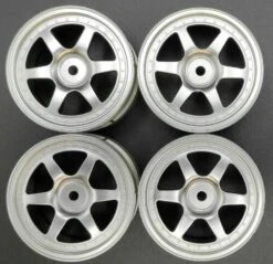 TAMIYA 1:10 WHEELS (4 PCS) FOR E.G. ISUZU MU 6-SPOKE 26MM "SILVER" # 309334189